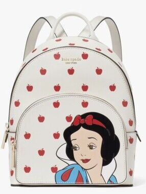 kate spade White Mini Backpack with Red Apple & Snow White Graphic